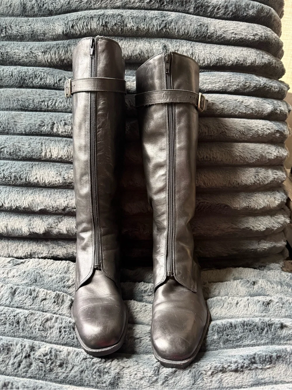 Vintage J. D. Mizrachi Black Leather Knee-High Riding Boots